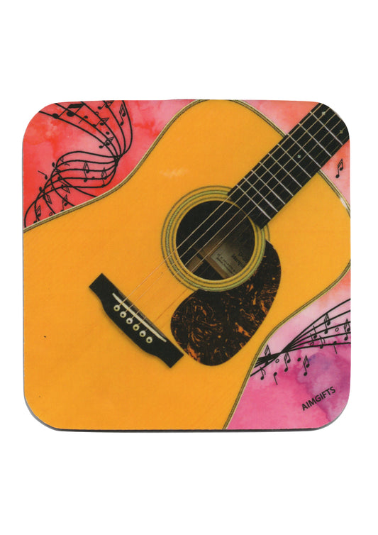 AIM Gifts single vinyl drinks coaster rubber non slip base acoustic guitar