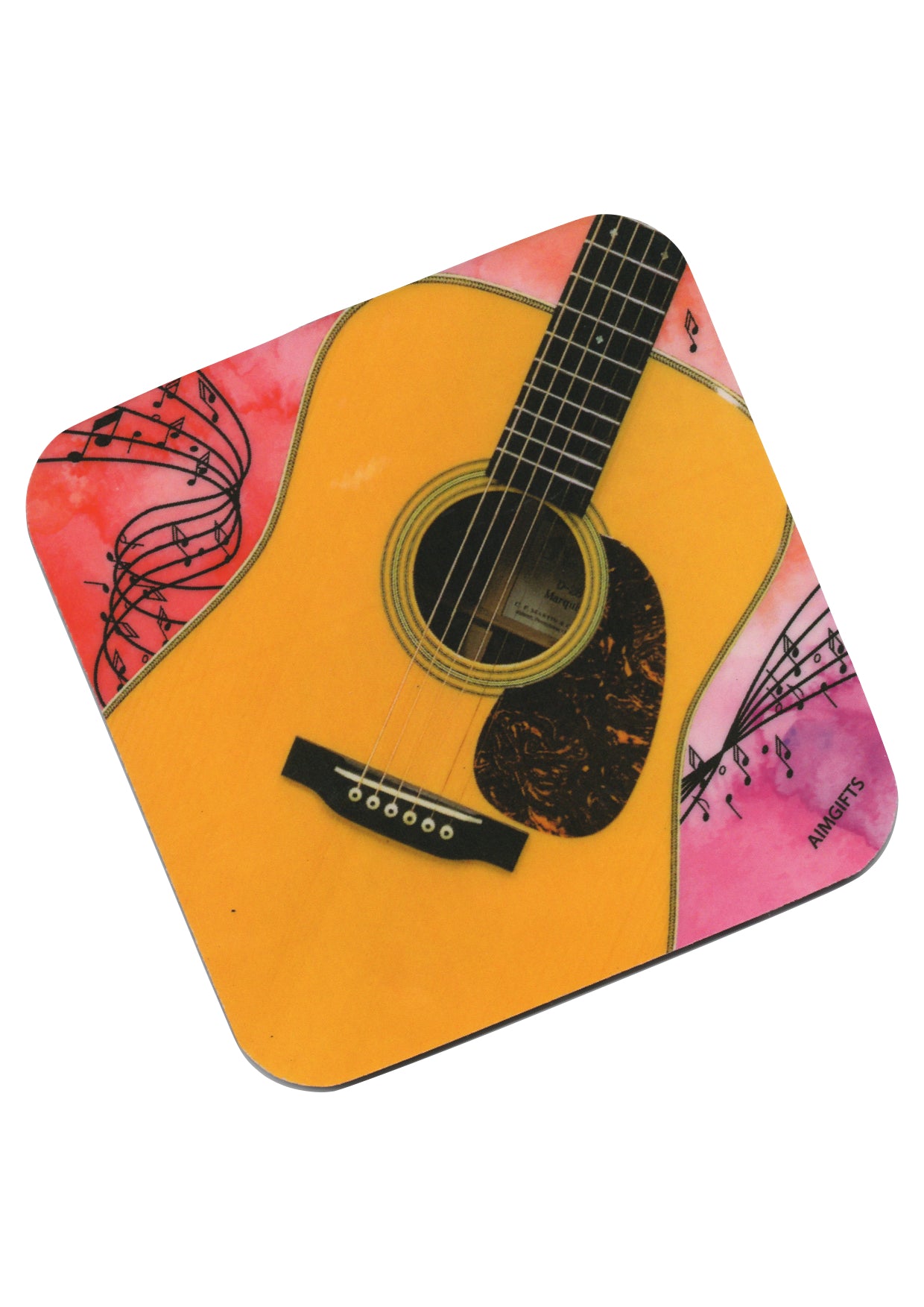 AIM Gifts single vinyl drinks coaster rubber non slip base acoustic guitar