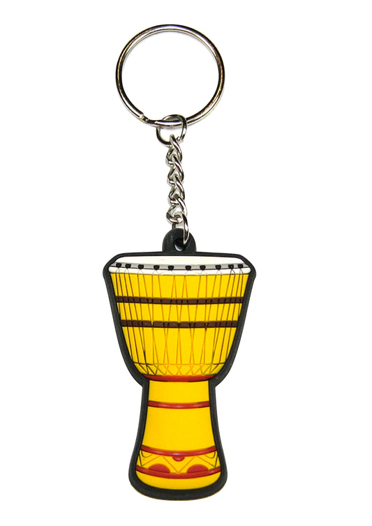 Detailed yellow African drum keyring made of quality materials