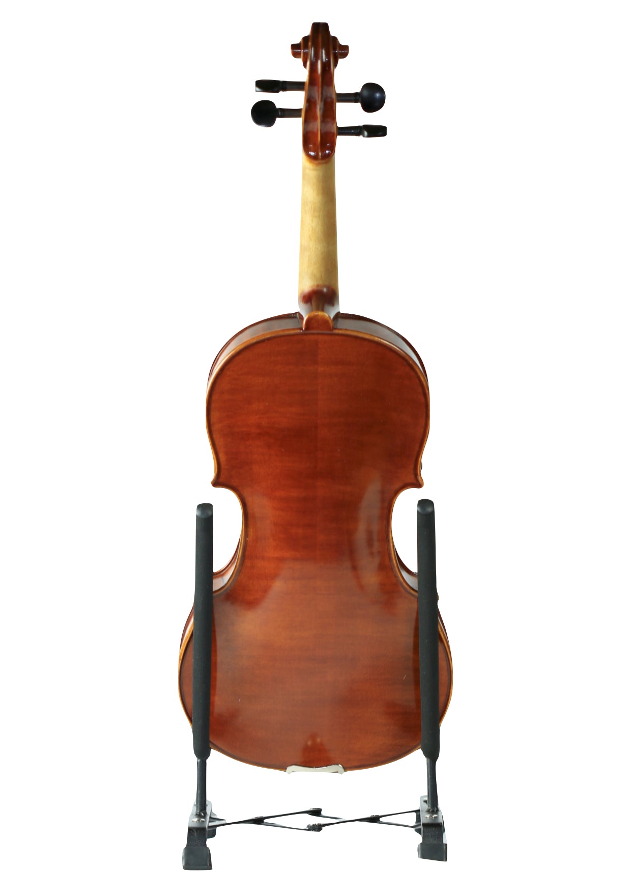 Black metal violin viola display stand expandable to all sizes