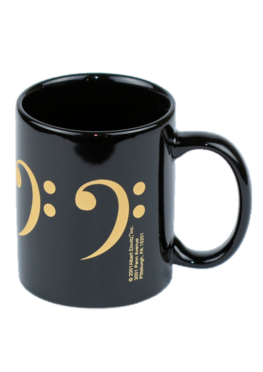 Albert Elovitz Brand Black Ceramic Mug Bass Clef Design