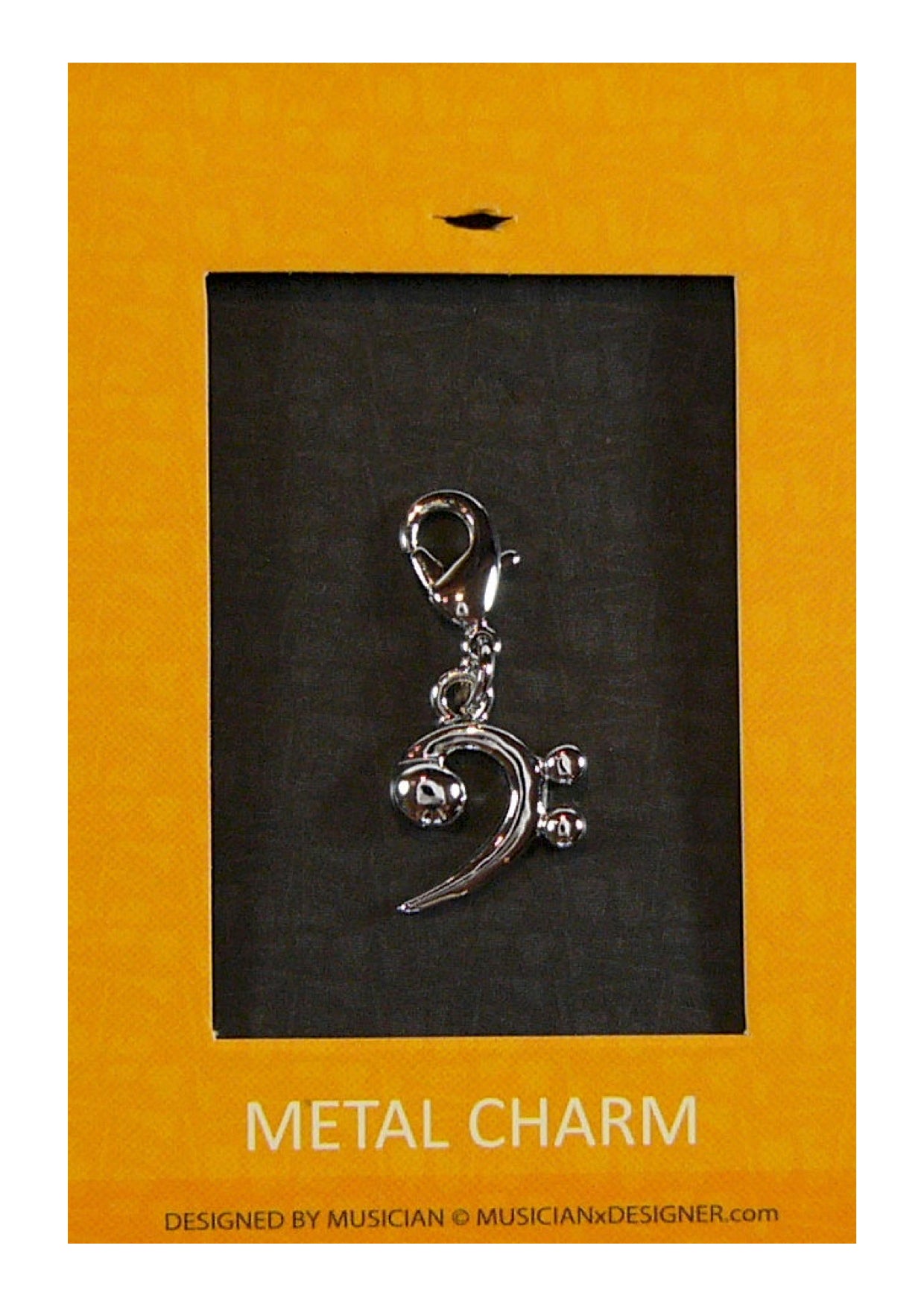 Musician Designer metal bass clef music charm with lobster claw lock