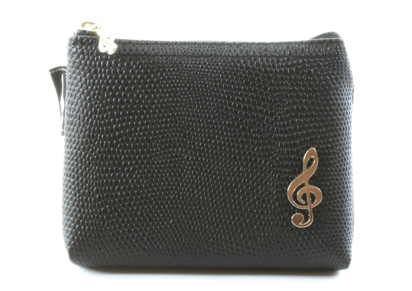 Quality black textured PVC mini bag money purse with carry chain split keyring
