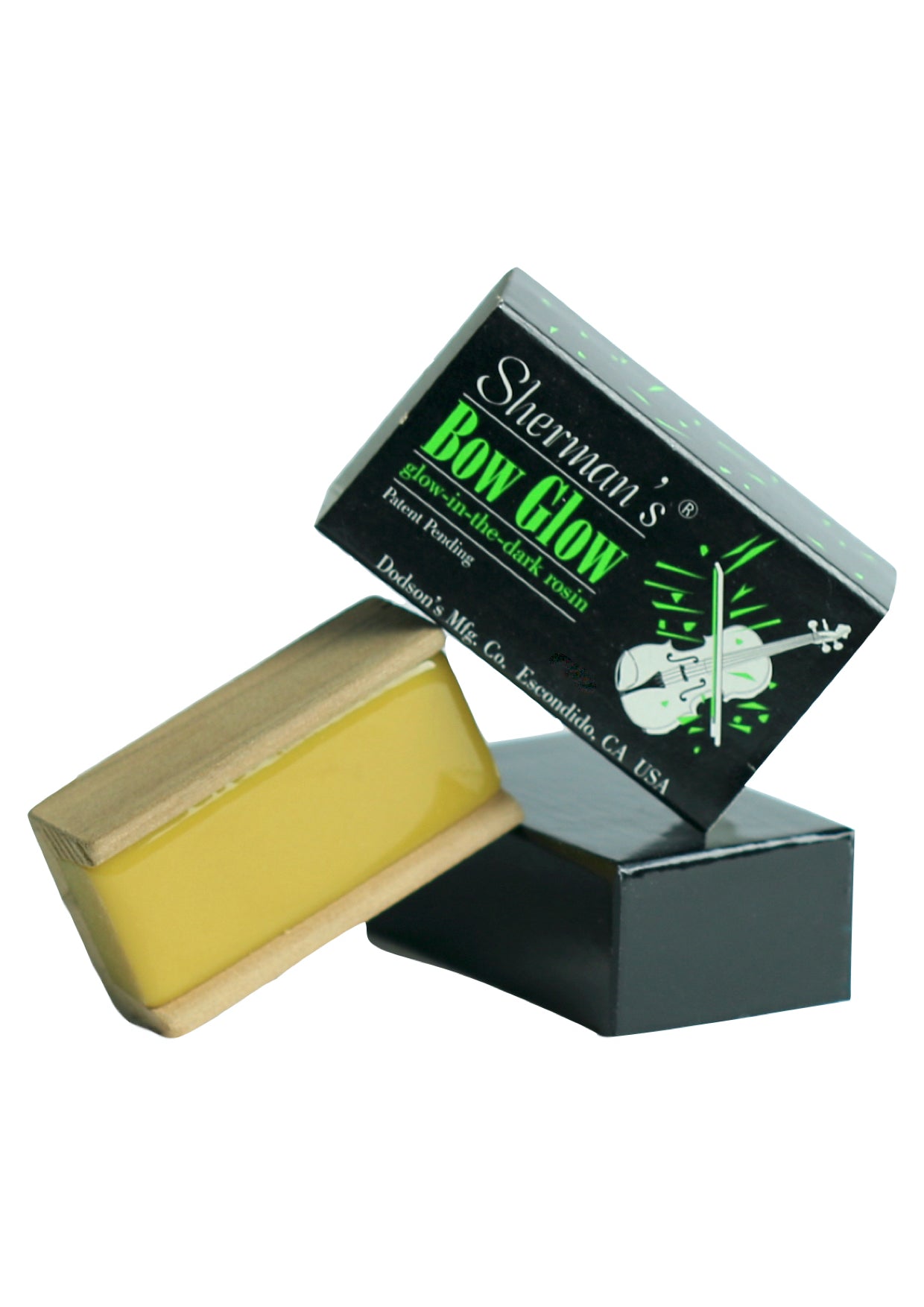 Sherman’s Bow Glow violin viola rosin glow-in-the-dark Made in USA