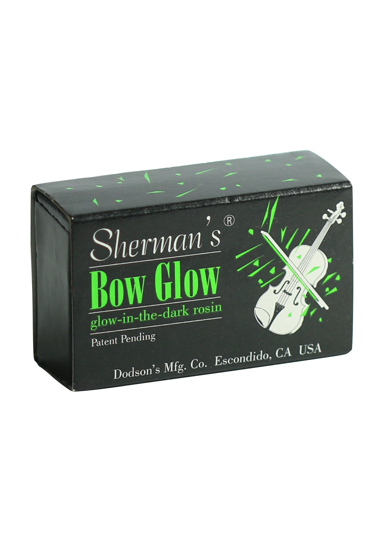 Sherman’s Bow Glow violin viola rosin glow-in-the-dark Made in USA