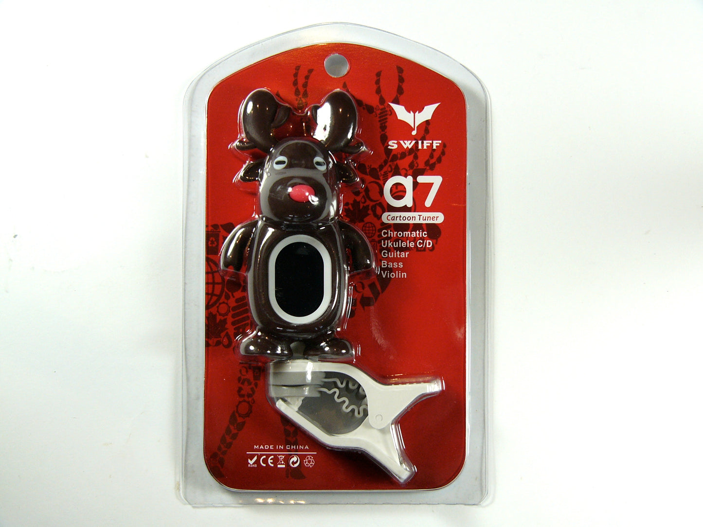 New A7 Swiff brand dark brown reindeer clip on chromatic tuner 5 inst. modes
