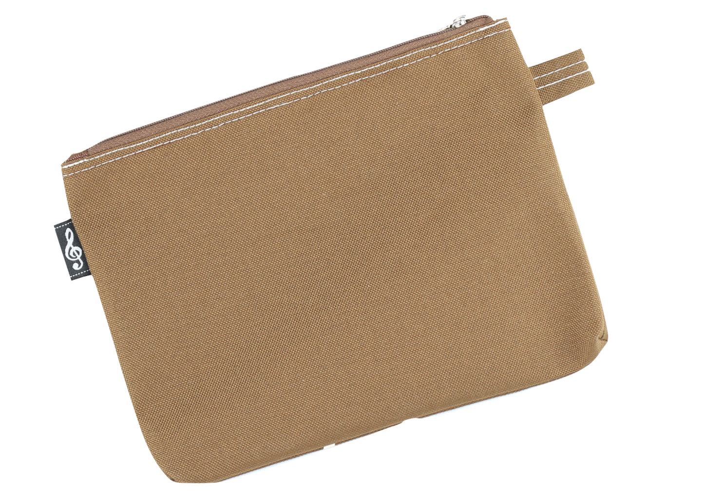 Brown I Love Music brand treble clef print canvas zipper pencil case 23cm X 17cm