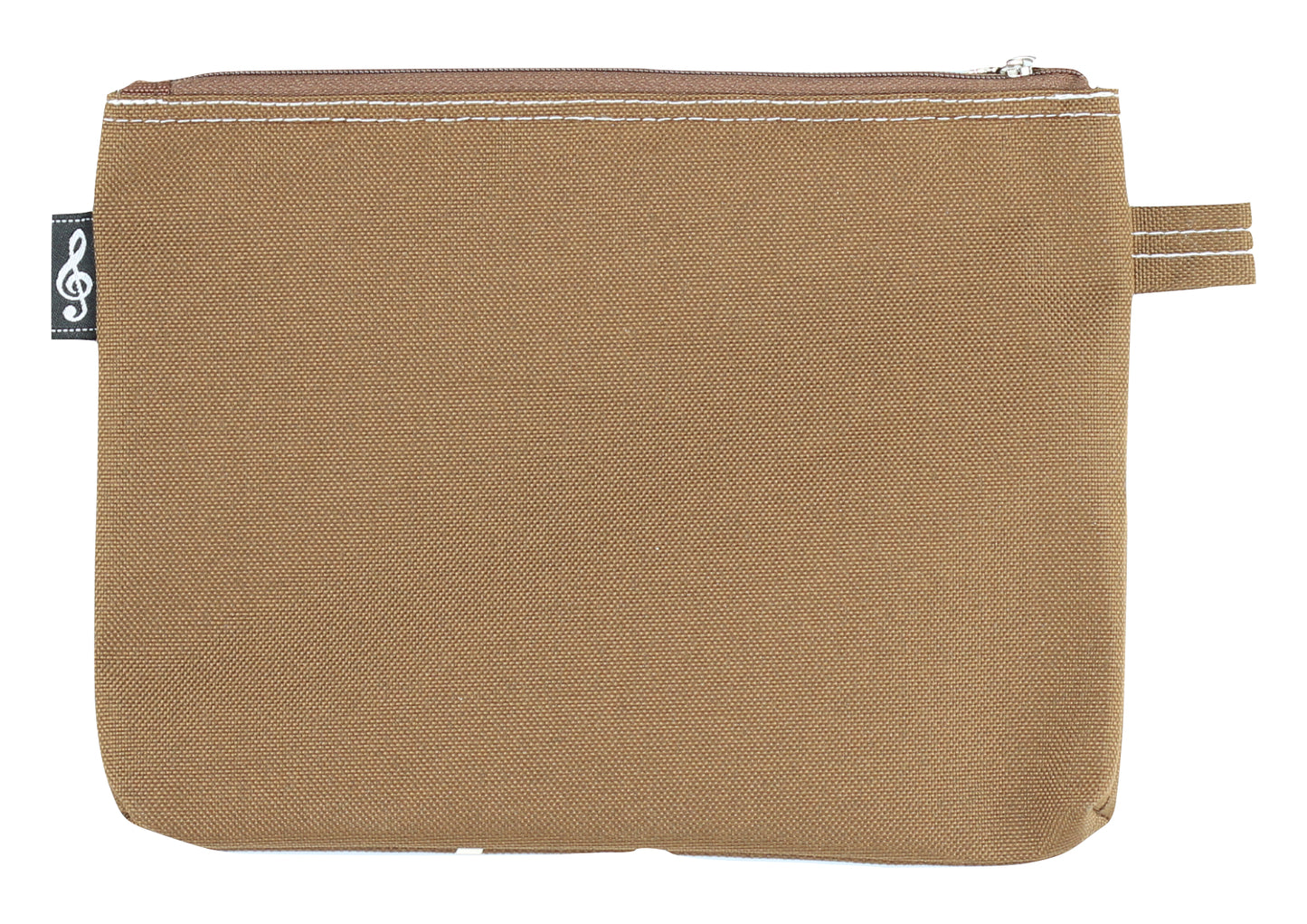 Brown I Love Music brand treble clef print canvas zipper pencil case 23cm X 17cm