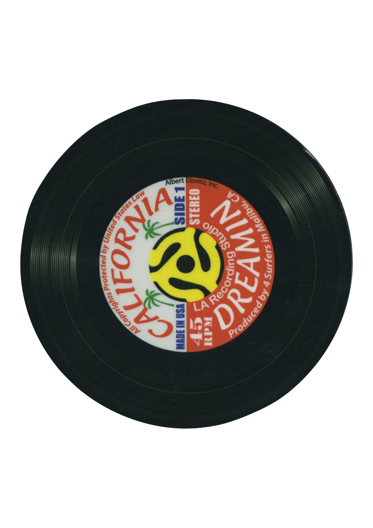 AIM Gifts single vinyl drinks coaster rubber non slip base California Dreamin