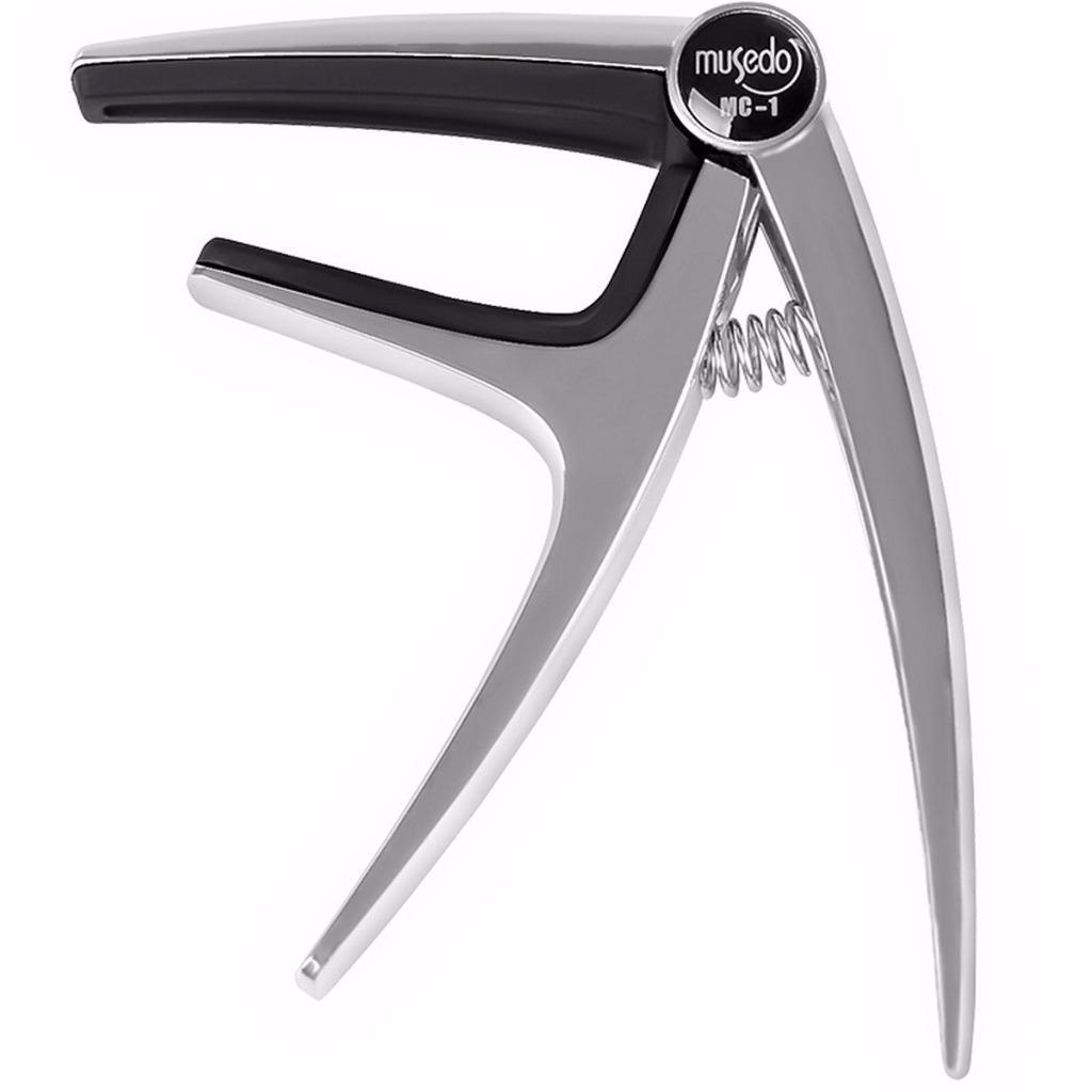 MESUDO MC-1 spring operated electric acoustic 6 string guitar silver capo