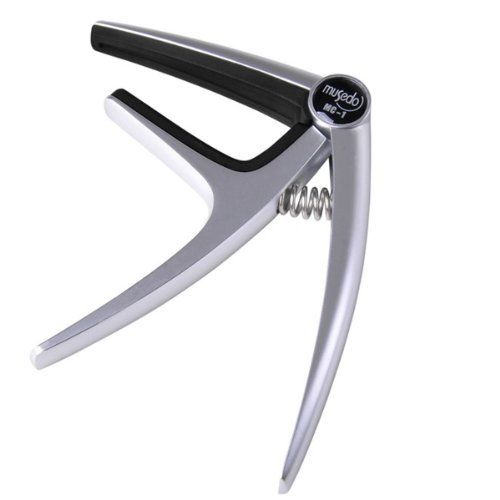 MESUDO MC-1 spring operated electric acoustic 6 string guitar silver capo
