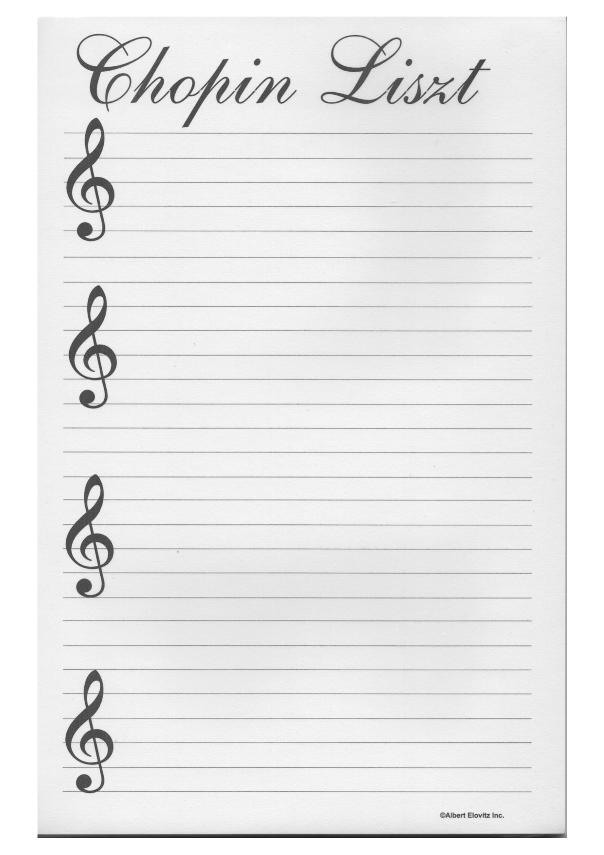 “Chopin Liszt” Novelty music themed tablet notepad notebook 50pgs 21.5cm X 14cm