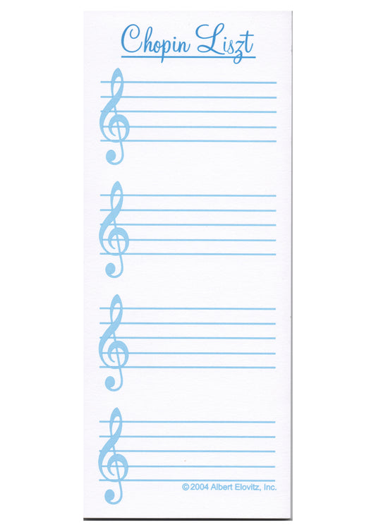 Chopin Liszt novelty music themed notepad book magnetic back 50pg 21.5cm X 9cm