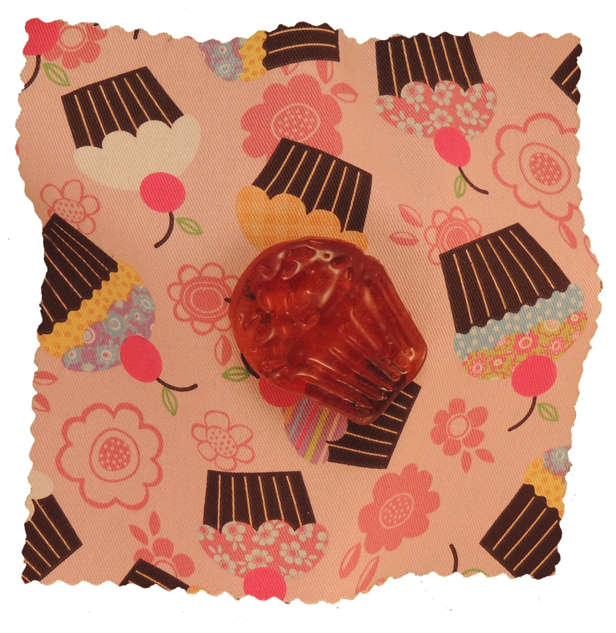 Cupcake shaped Rockin Rosin for violin viola or cello, patterned cloth
