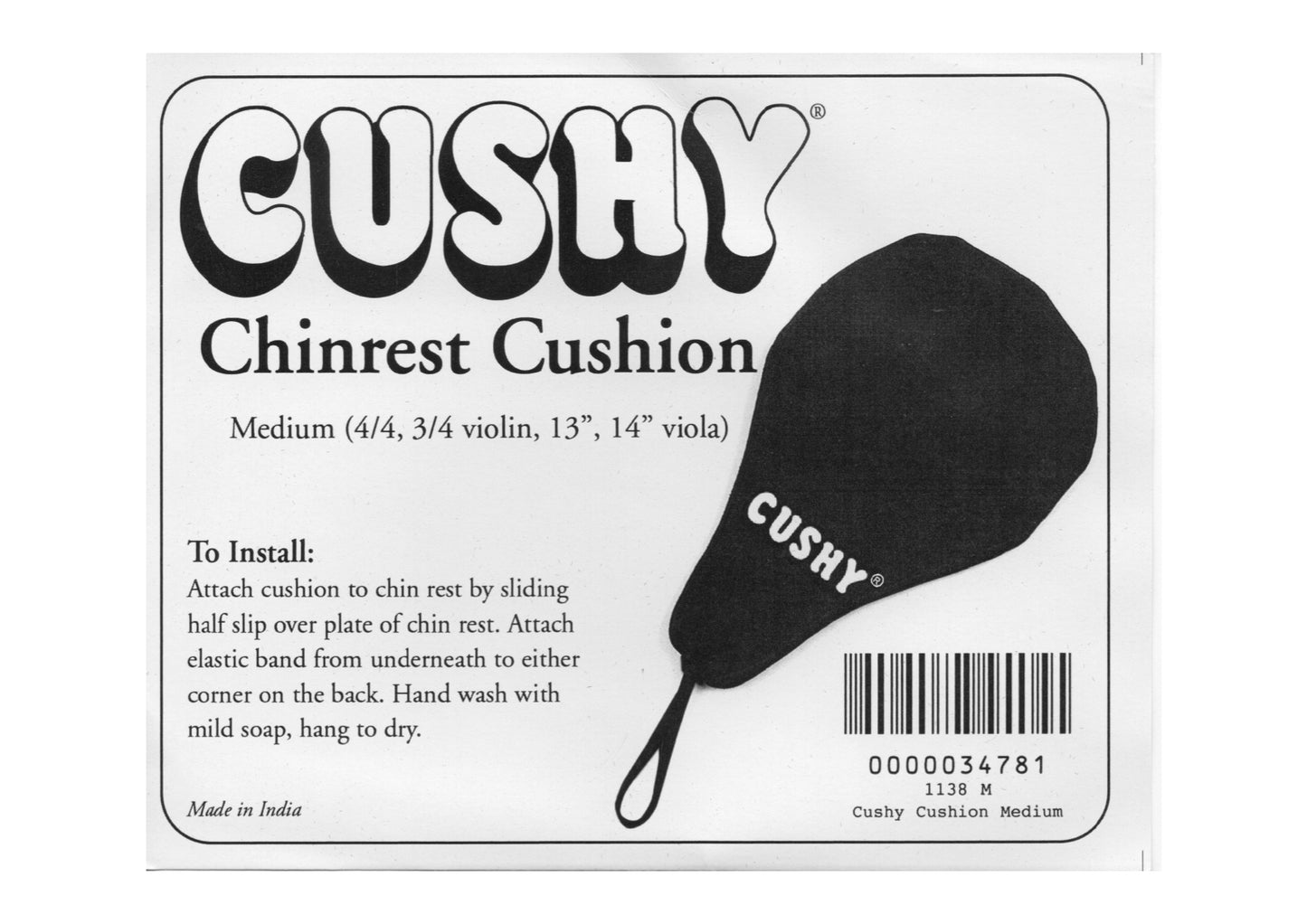 CUSHY Medium NAVY 3/4 - 4/4 violin 13”-14” viola chinrest pad cushion