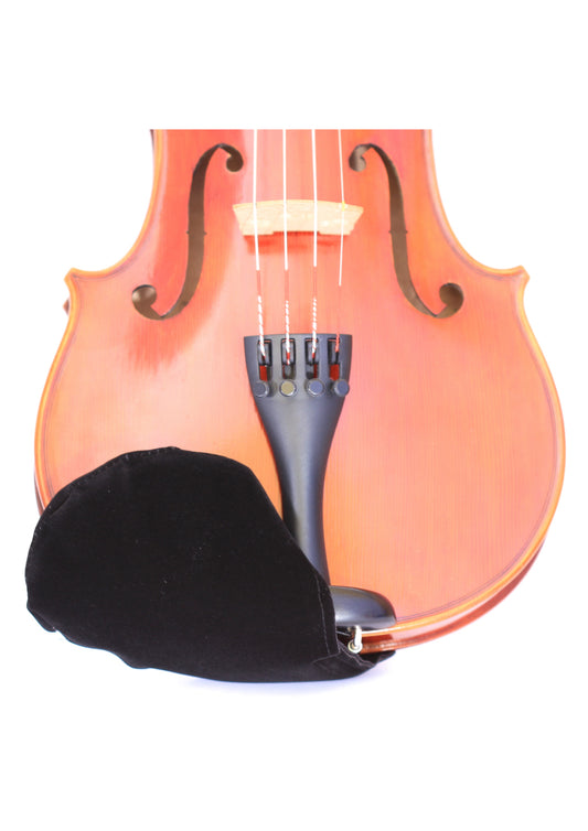 CUSHY Small black 1/2 - 1/16 violin 12” viola chinrest pad cushion elastic strap