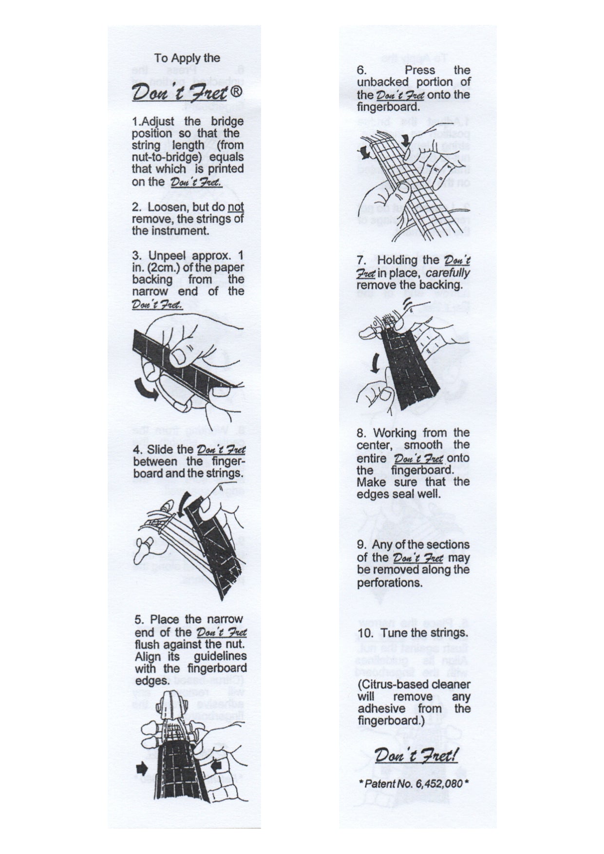 Don’t Fret self-adhering vinyl fingerboard fingering marker 1/2 violin 12" Viola
