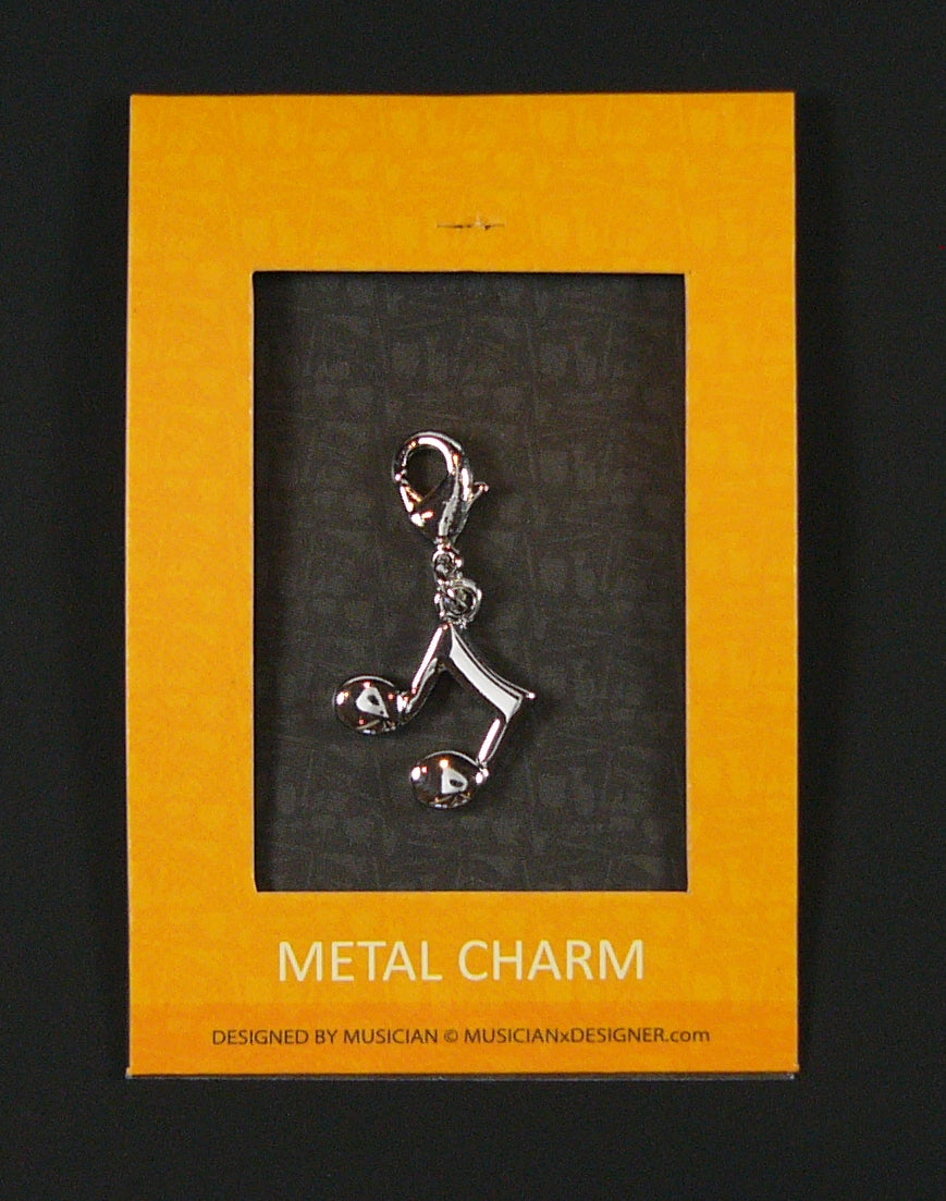 Musician Designer metal two music notes quaver charm with lobster claw lock