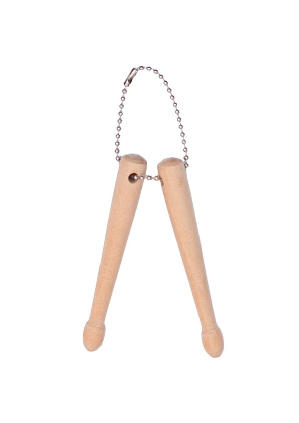 Novelty set of 2 mini maple drumsticks on ball chain keyring