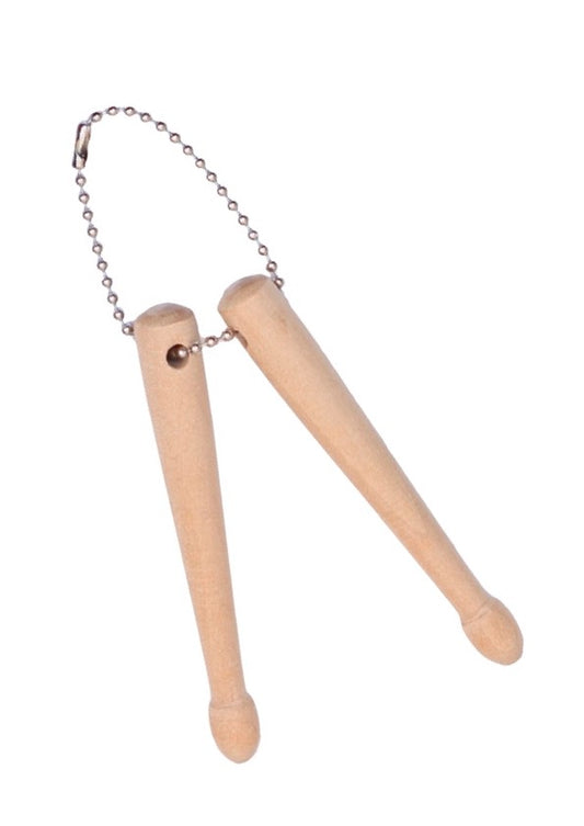Novelty set of 2 mini maple drumsticks on ball chain keyring