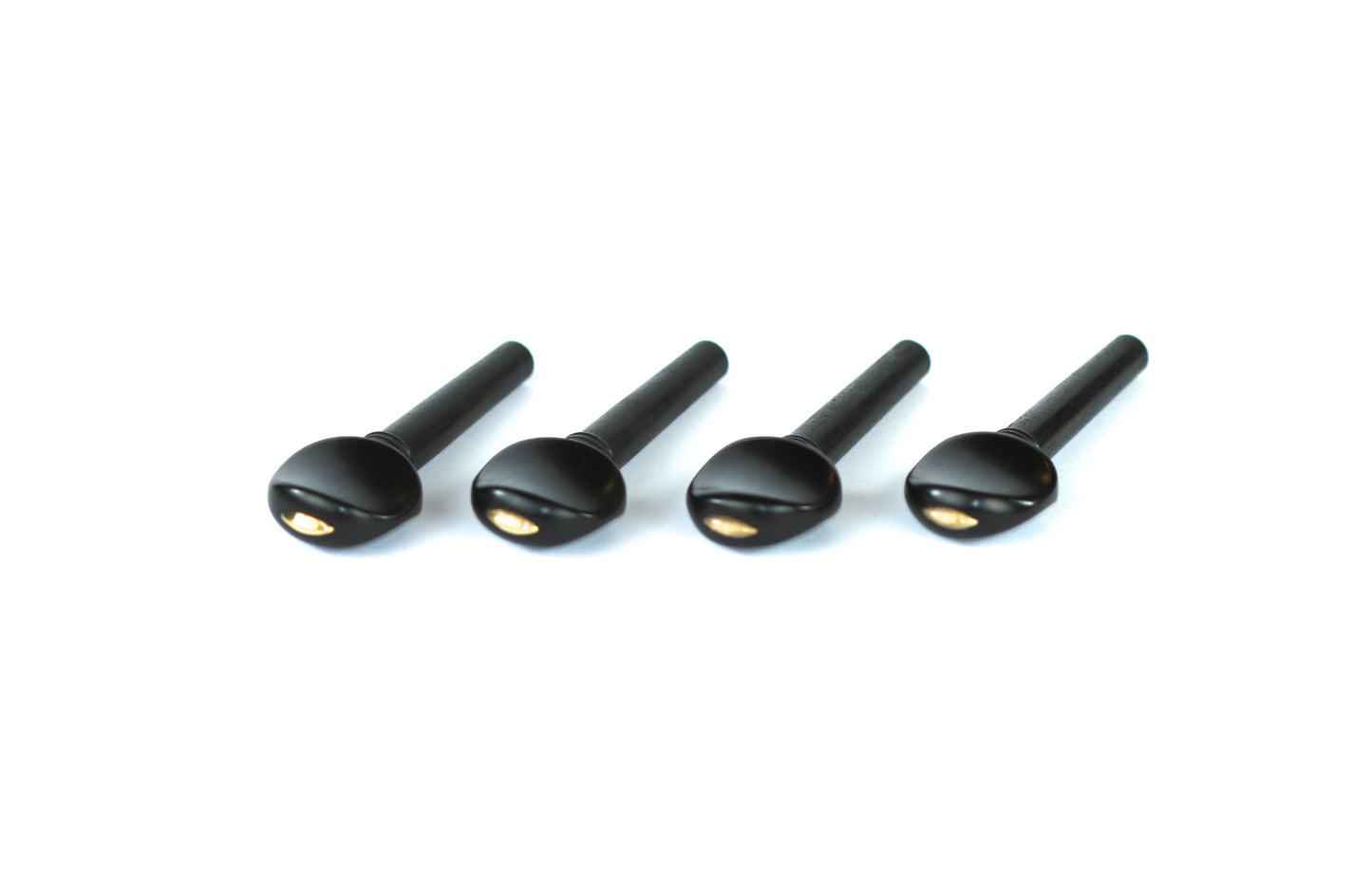Set of 4 ebony violin tuning pegs with brass diamond capping 1/16 size
