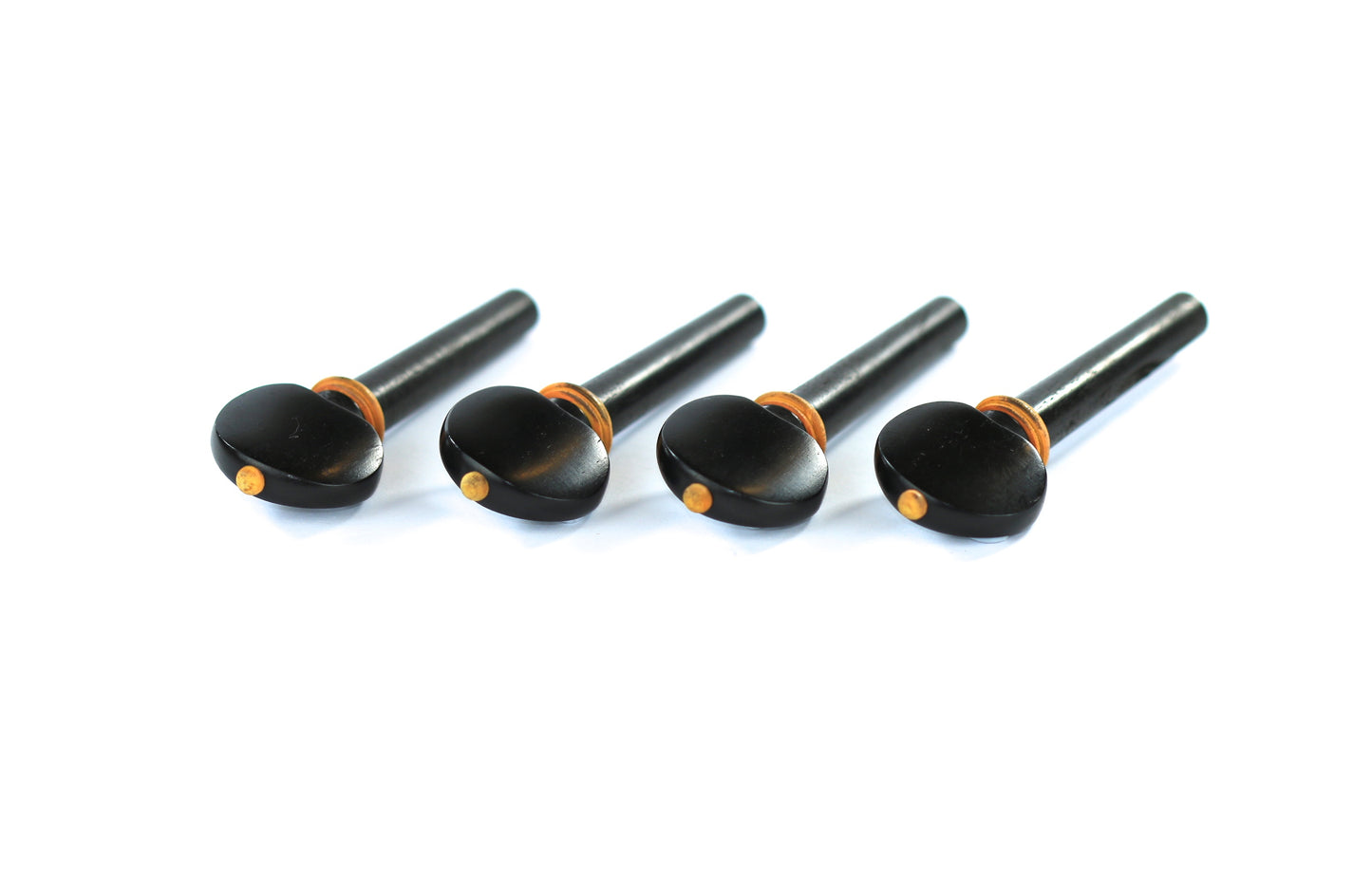 New set of 4 ebony hill shape style violin tuning pegs with pin design 1/2 size