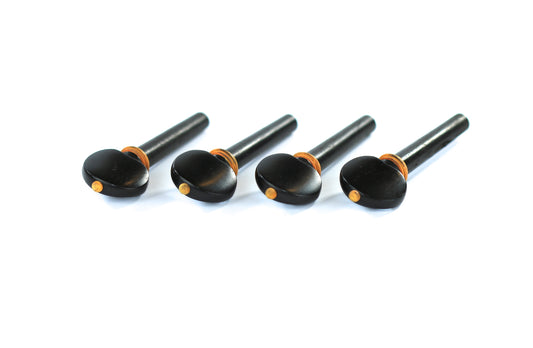 Set of 4 ebony hill shape style violin tuning pegs with pin design 3/4 size