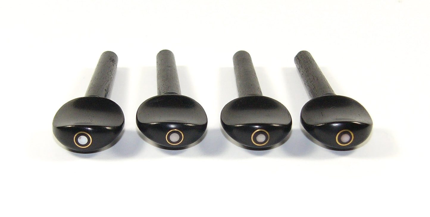 Set of 4 ebony violin tuning pegs Parisian eye inlay 1/2 size