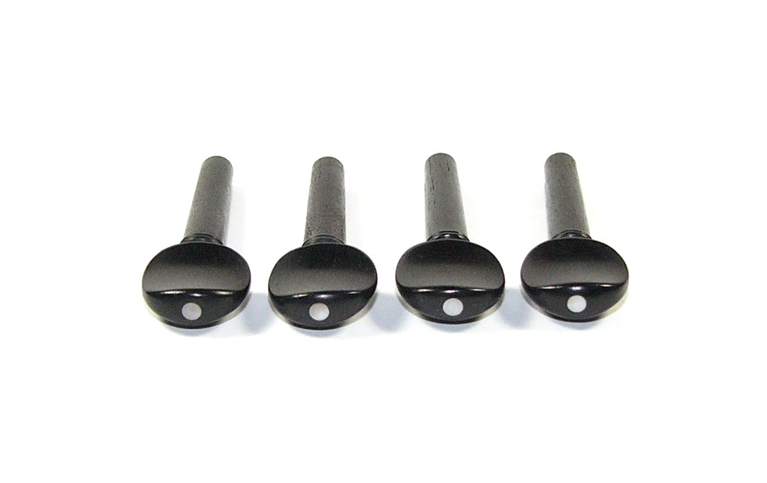 1/16 size set of 4 ebony violin tuning pegs mother of pearl inlay