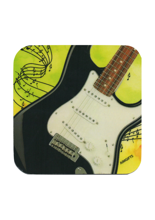 AIM Gifts single vinyl drinks coaster rubber non slip base electric guitar