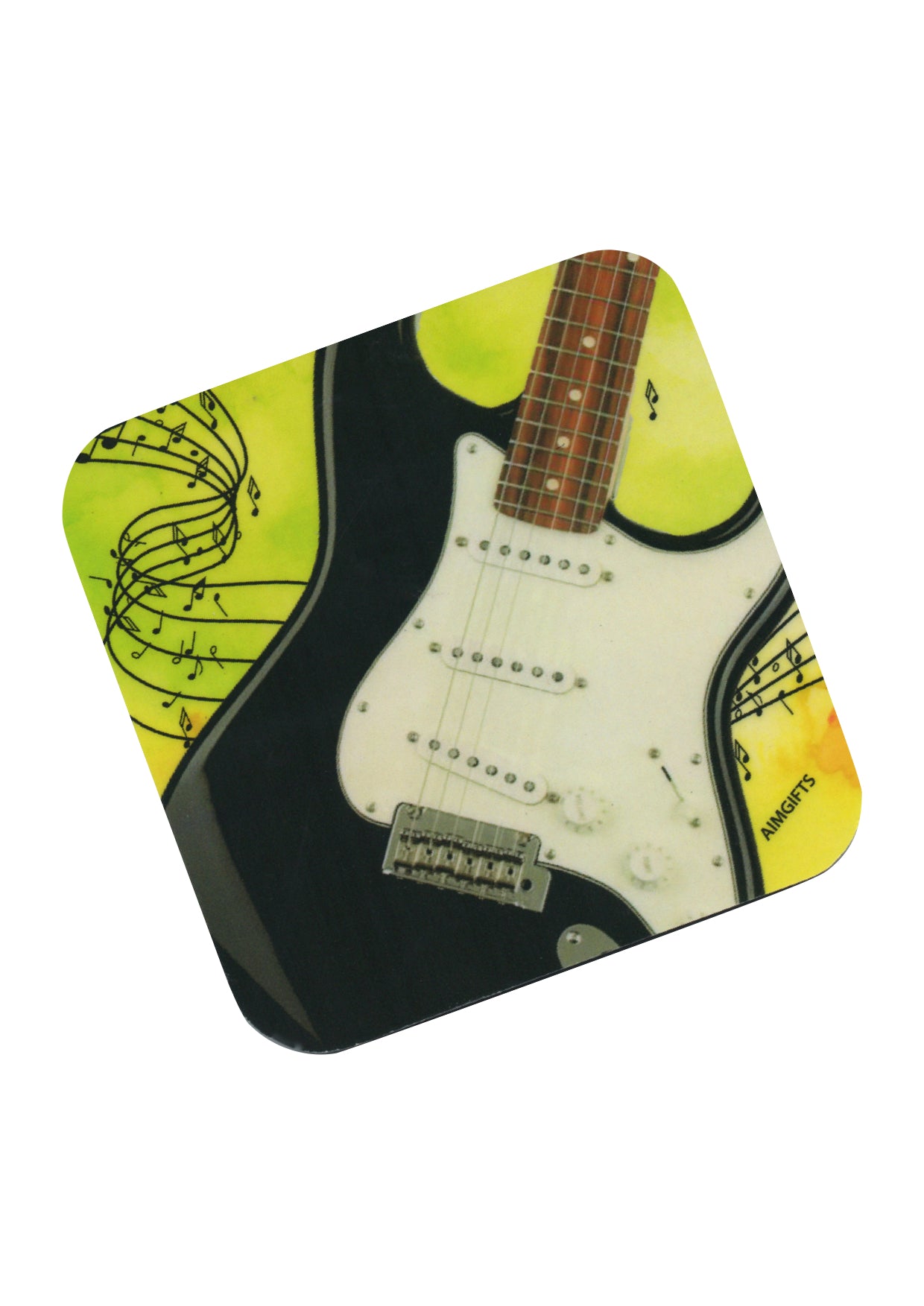 AIM Gifts single vinyl drinks coaster rubber non slip base electric guitar
