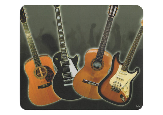 Multi Guitar Themed Music Computer Mouse Pad Thick Rubber Base