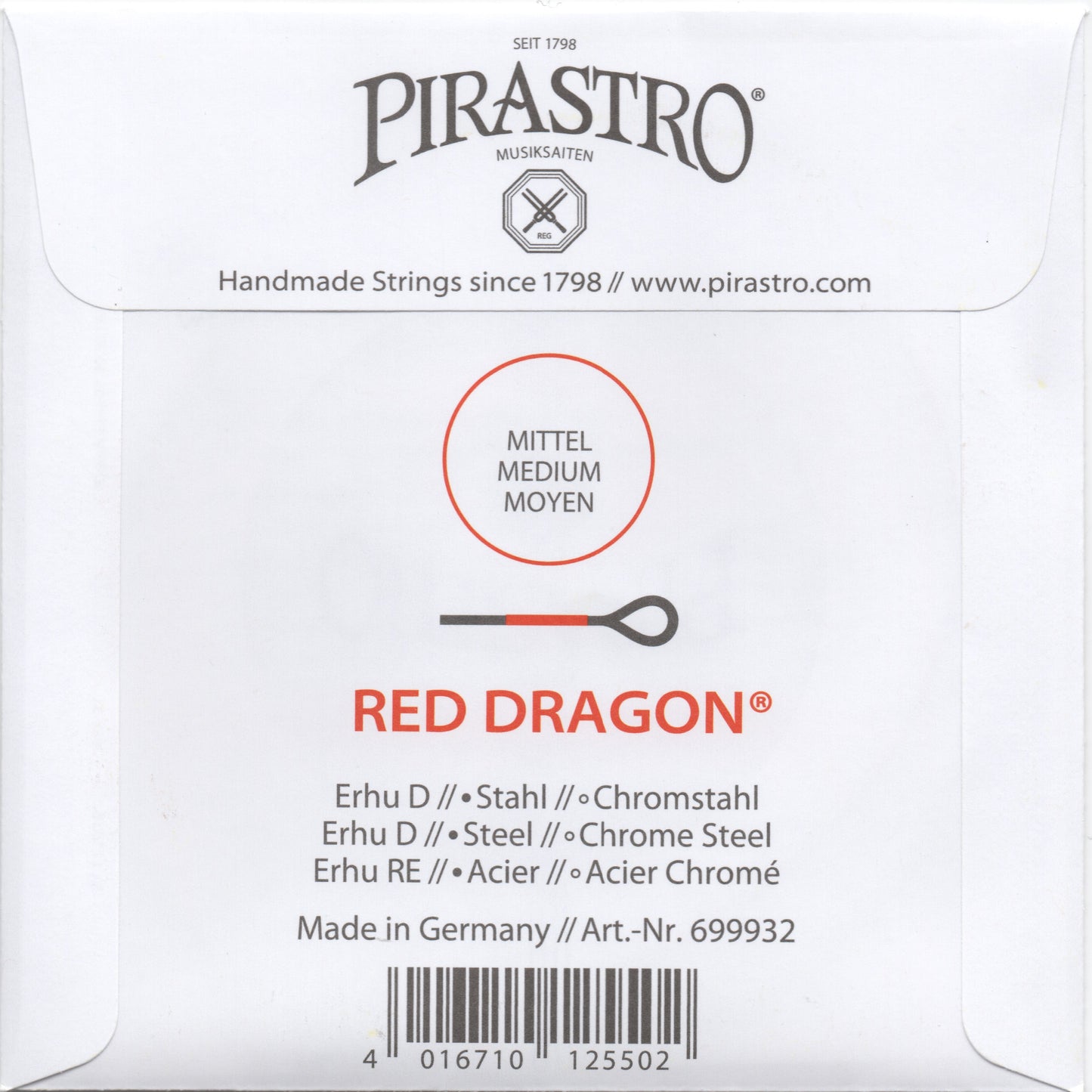 Pirastro Red Dragon Erhu String Set clear bright powerful sound Made in Germany