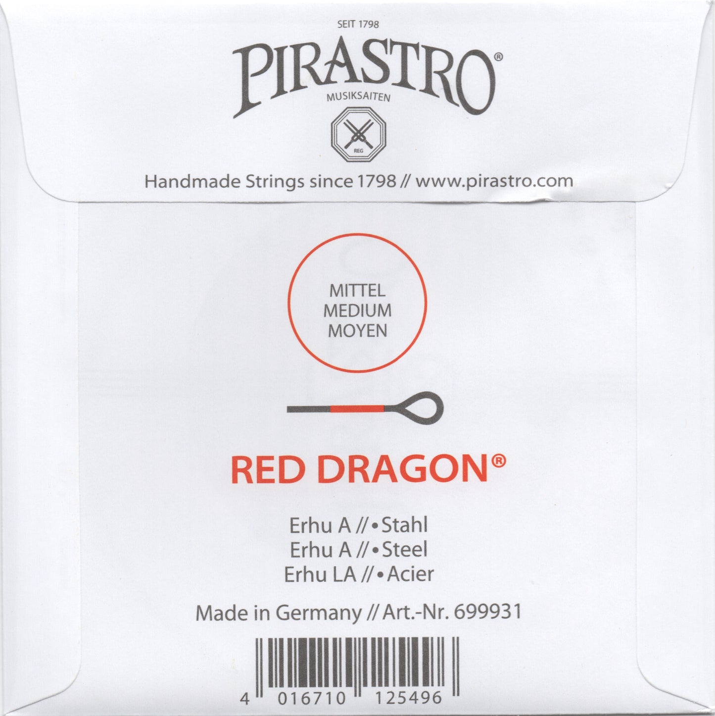 Pirastro Red Dragon Erhu A String clear bright powerful sound Made in Germany
