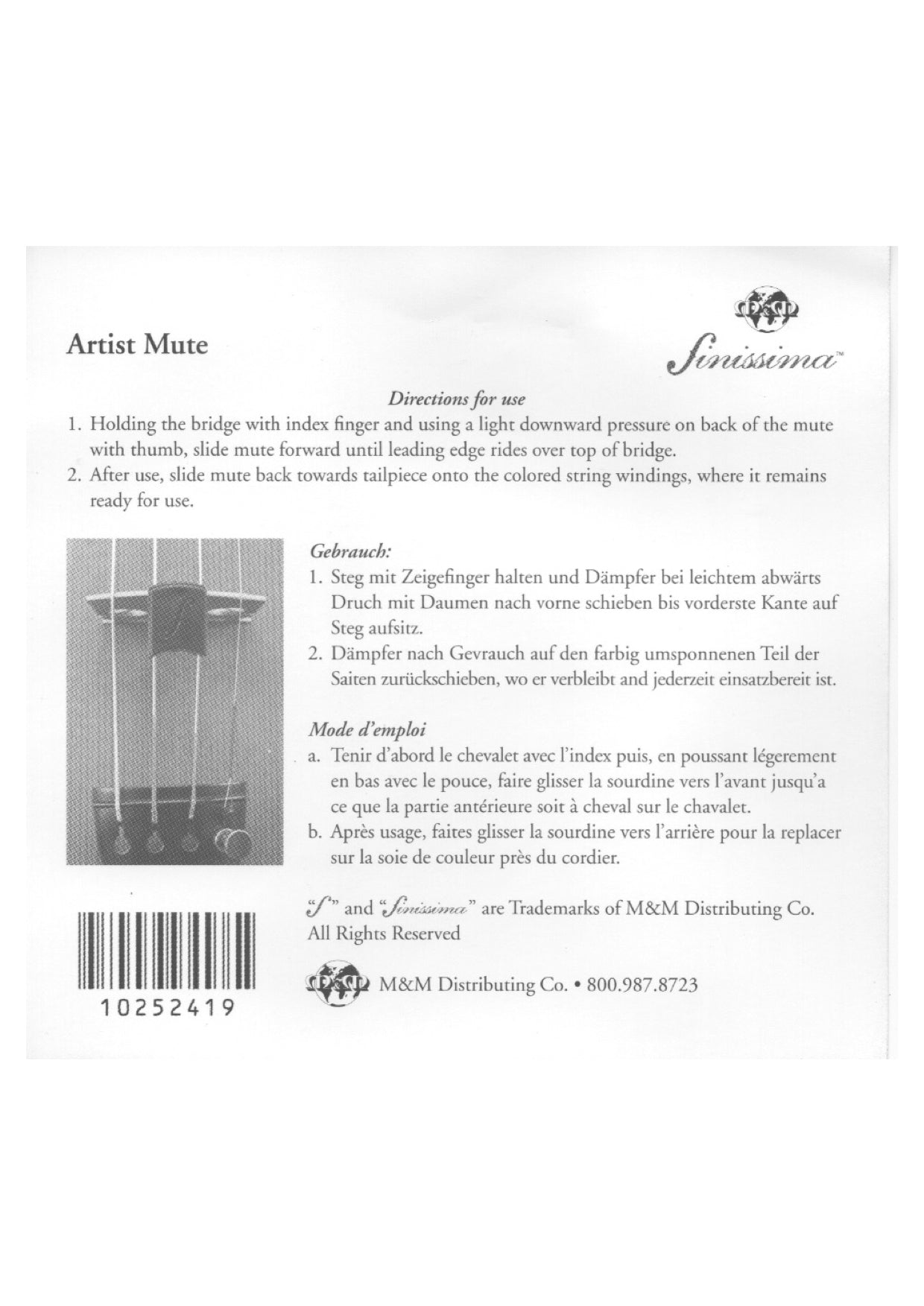 Finissima Artist 3/4 - 4/4 violin mute easy install/usage
