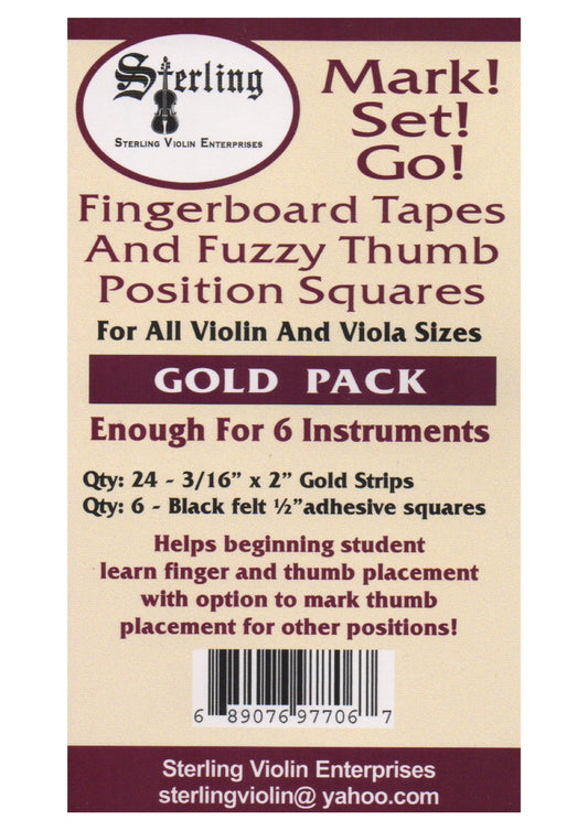 Sterling-Mark!Set!Go! GOLD Violin/Viola Fingerboard Tapes & Felt Thumb Squares