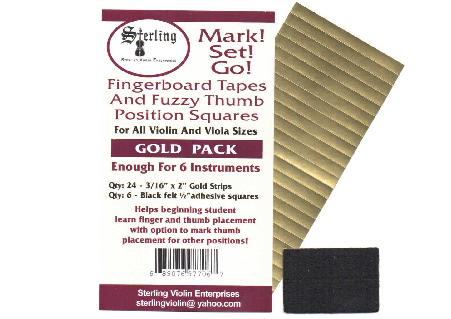 Sterling-Mark!Set!Go! GOLD Violin/Viola Fingerboard Tapes & Felt Thumb Squares