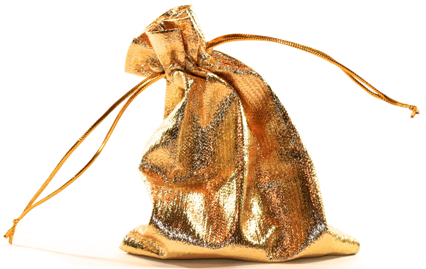 Gold finish music quavers bottle opener in golden drawstring pouch