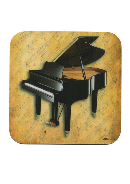 AIM Gifts single vinyl drinks coaster with rubber non slip base grand piano