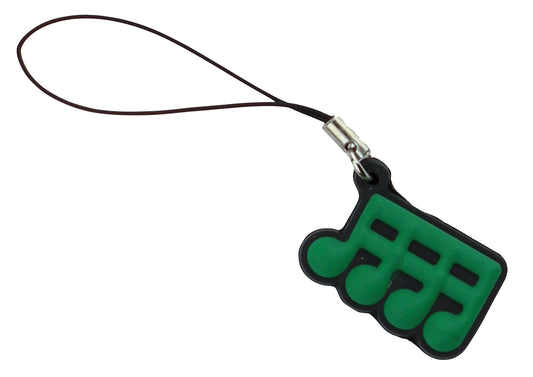 Mobile phone hand bag rubber charm green semiquaver music notes