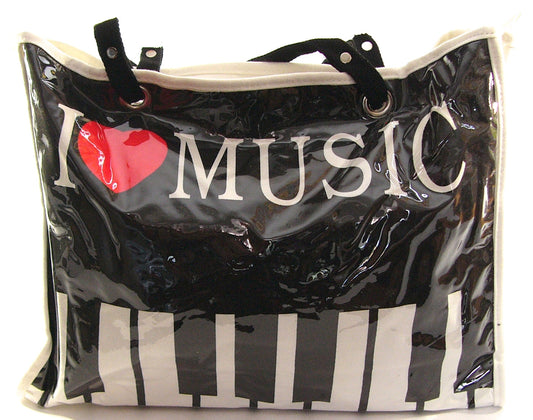I Love Music plastic canvas tote music library bag 40cm X 30cm X 10cm