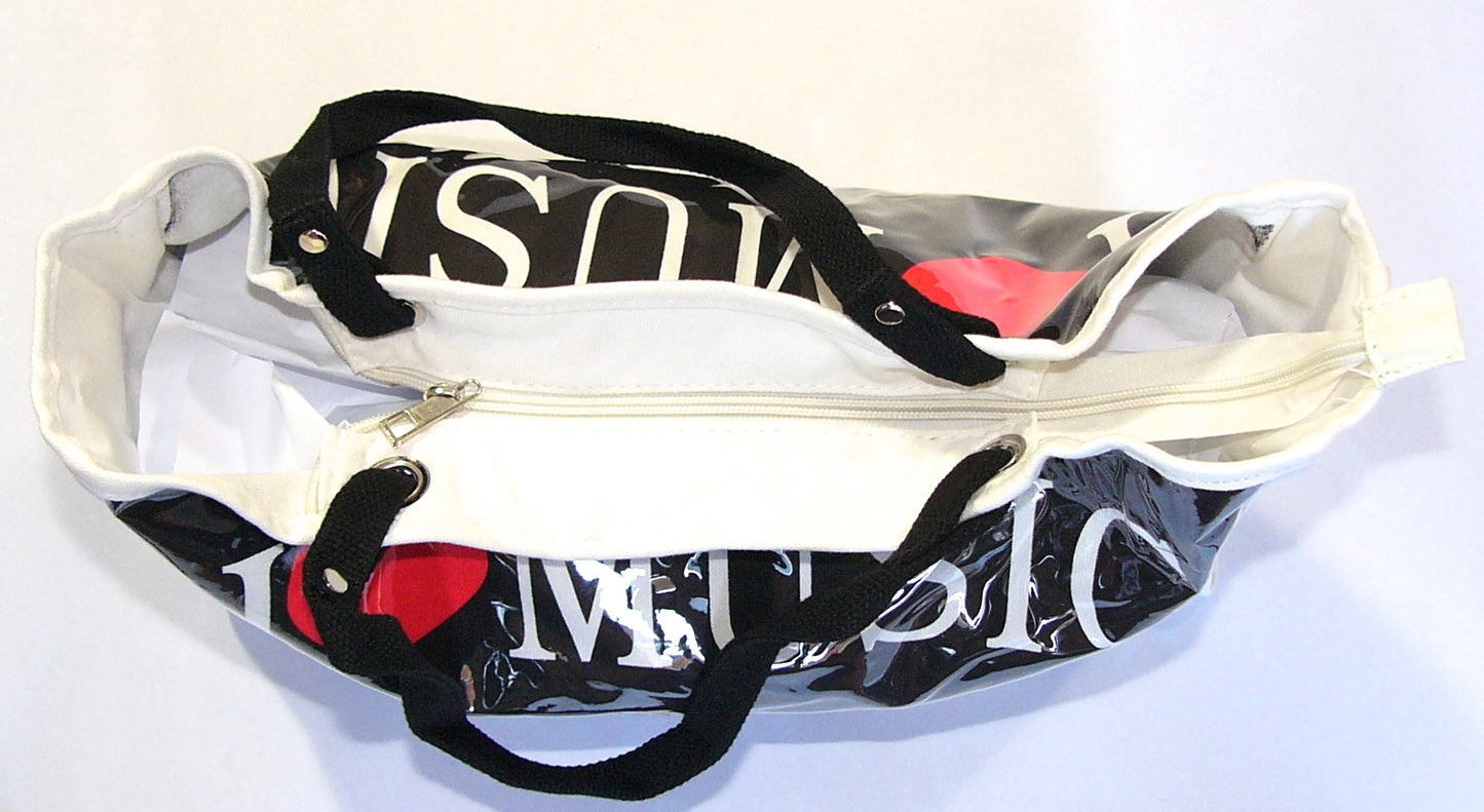 I Love Music plastic canvas tote music library bag 40cm X 30cm X 10cm