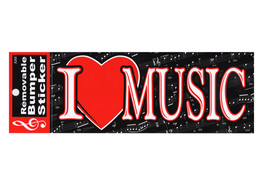 AIM musical gifts novelty bumper sticker “I Love Music” 18.8cm X 7.7cm