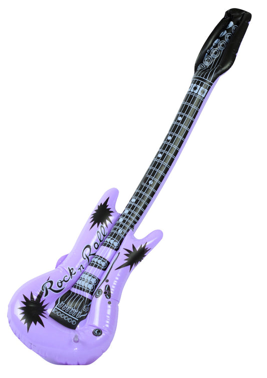 Inflatable novelty musical 40” purple coloured rock electric guitar