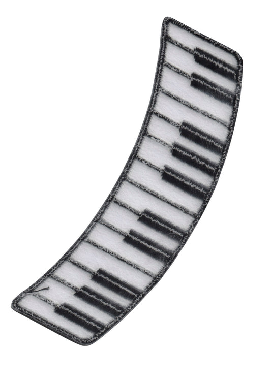 AIM Gifts brand curved black and white embroidered music piano keyboard iron on patch
