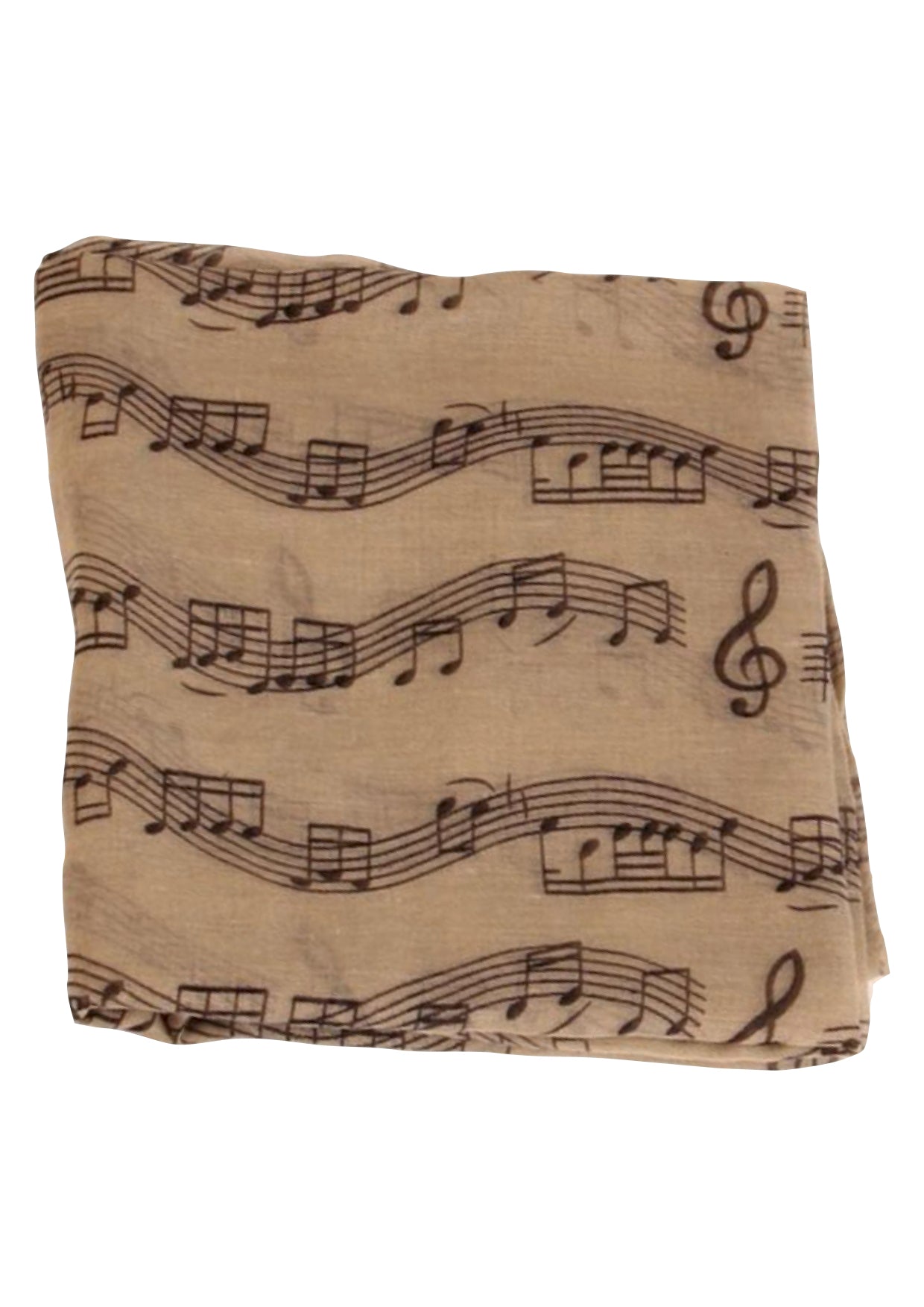 Khaki musical symbols quality viscose rectangle neck scarf shawl 182cm X 82cm