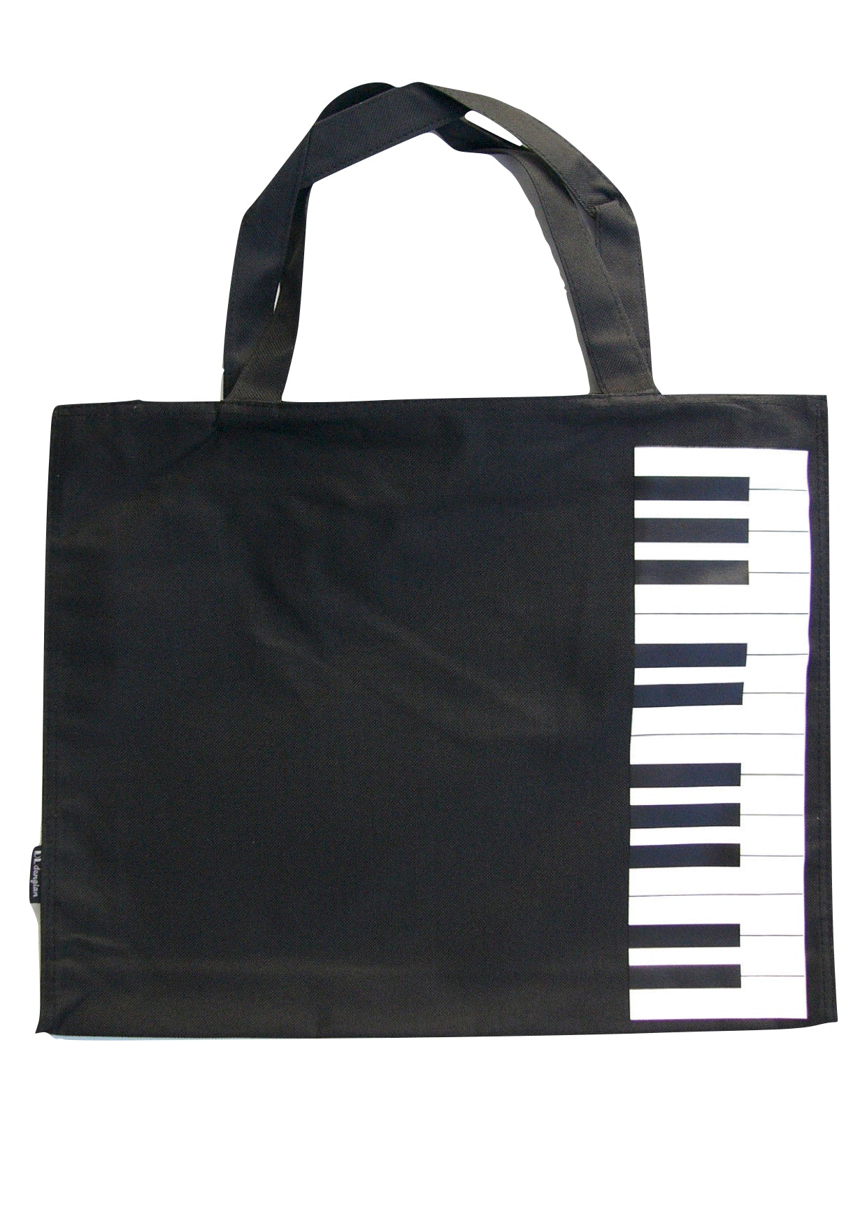 Black canvas tote music library bag keyboard print large size 34cm X 42cm