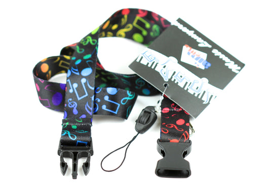 AIM Gifts brand lanyard multi coloured music notes design