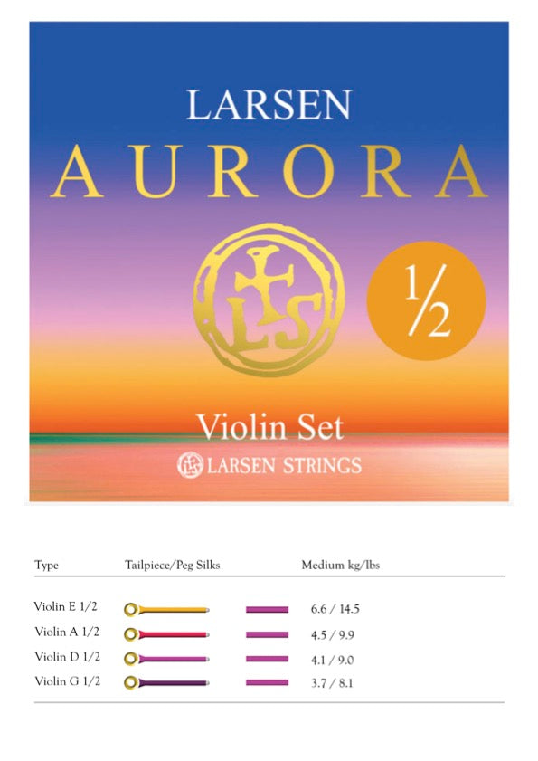 Larsen Aurora violin string set MEDIUM 1/2 Made in Denmark