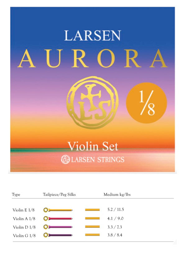 Larsen Aurora violin string set MEDIUM 1/8 Made in Denmark